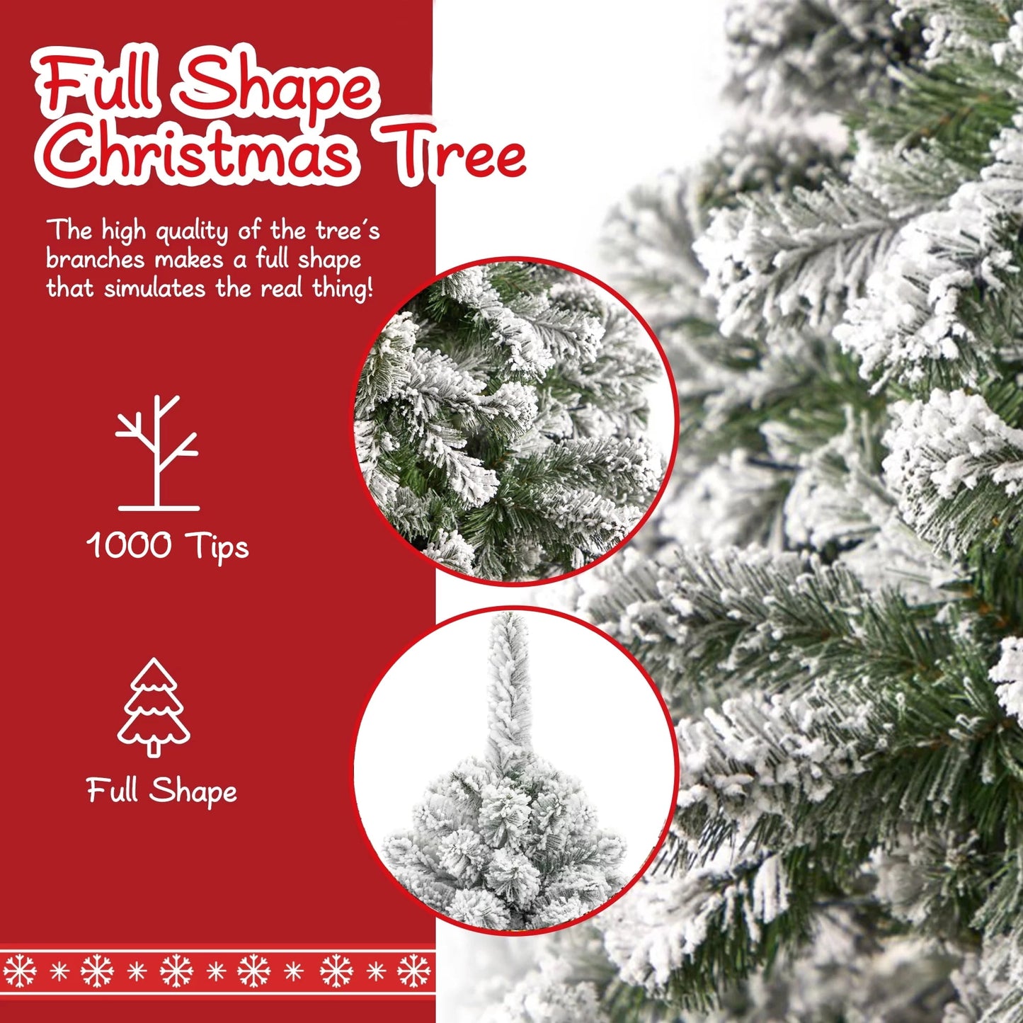 Pre-Lit Artificial Snow Flocked Pencil Christmas Tree Holiday Decoration w/ 350 Clear Lights