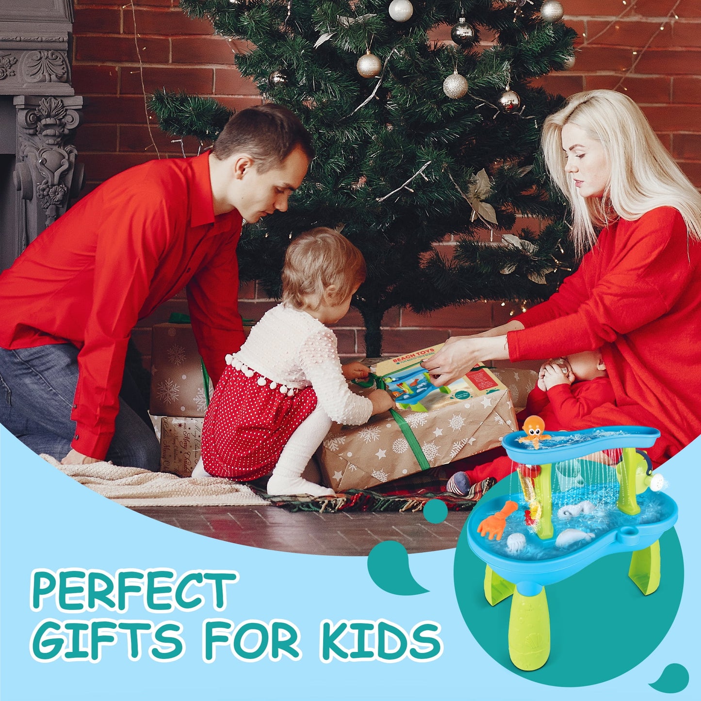 Sand and Water Table for Toddlers, Summer Outside Toys with 19PCS Accessory Set for Kids Boy Girls