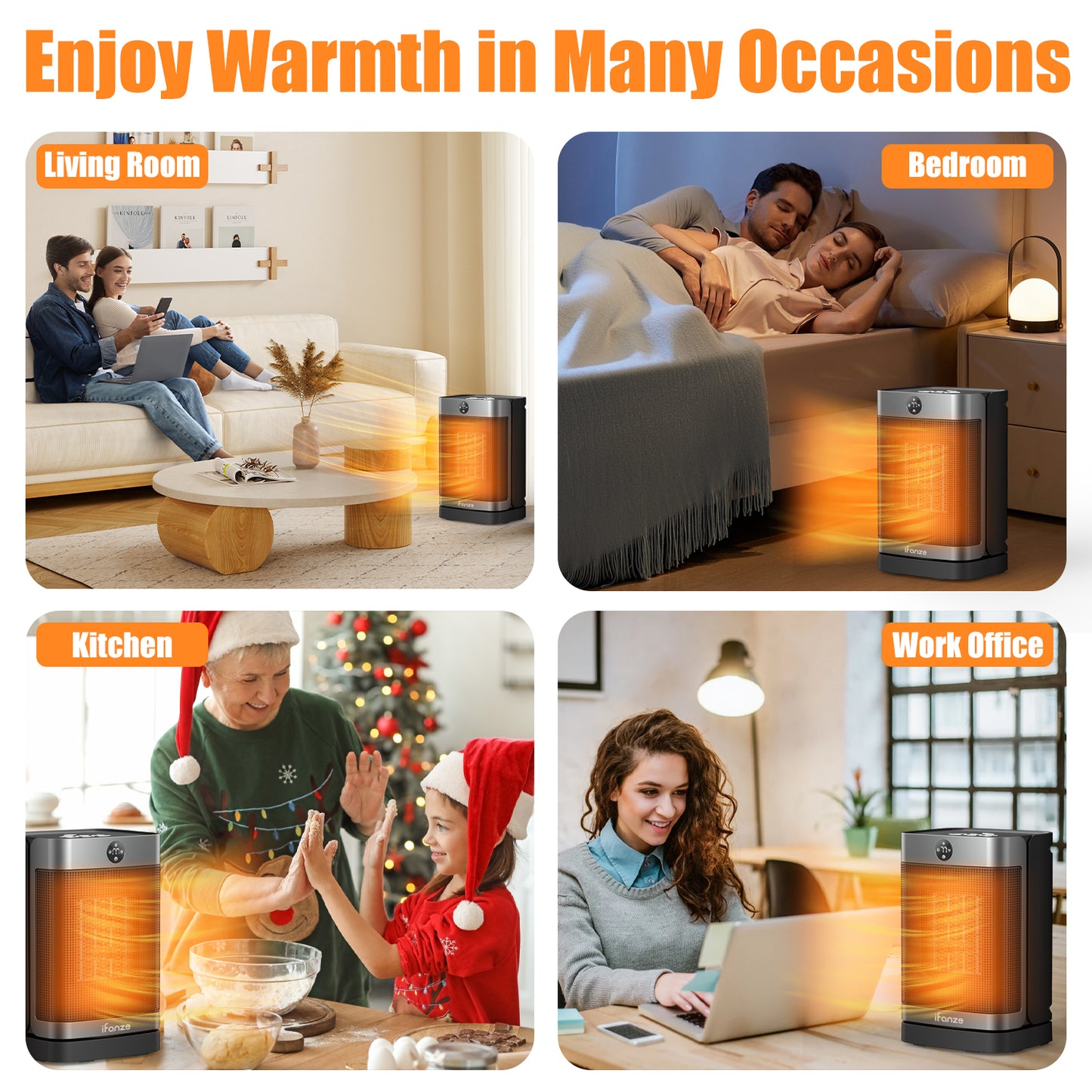 Space Heater Indoor Use, 1000W Electric Portable Heater with Thermostat, Remote, Timer, Overheat & Tip-Over Protection, Electric Heater for Large Room Office Bedroom