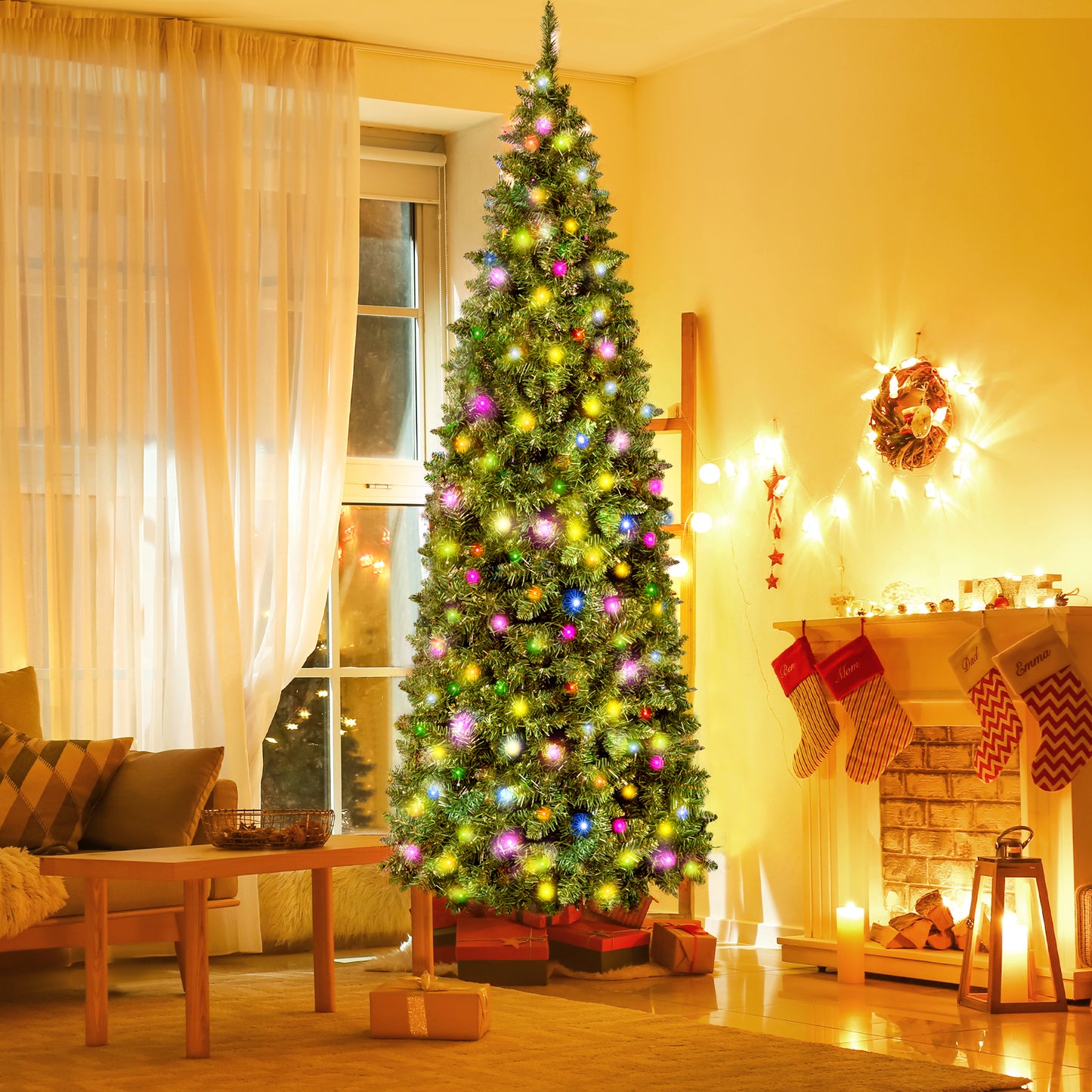 6.5FT Pre-Lit Pencil Christmas Tree