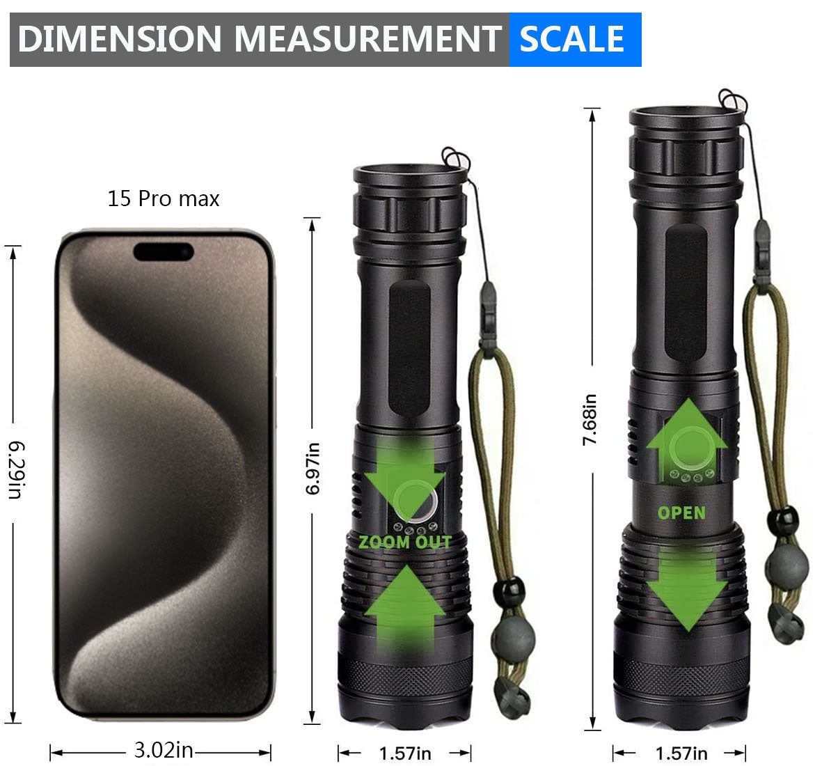90000 Lumens Powerful Flashlight, USB Rechargeable Waterproof XHP70 Searchlight Super Bright 5 Modes LED Flashlight Zoom Bar Torch for Hiking Hunting Camping Outdoor Sport (Battery Included)