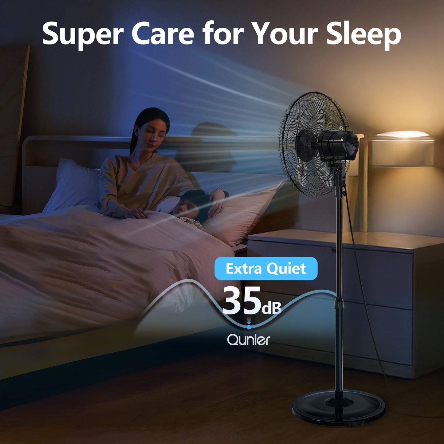 16" Oscillating Pedestal Fan, 3-Speeds Stand up Fan with Adjustable Height and Tilt, Less Noise Cooling Fan for Room Bedroom Home Office, Black