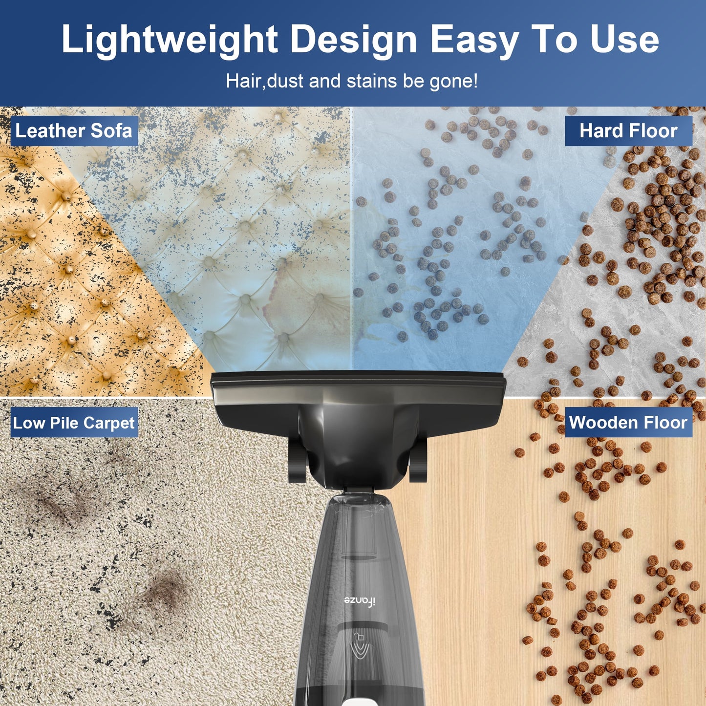 Ifanze 3-in-1 Lightweight Corded Stick Vacuum Cleaner, Powerful Suction Corded Handheld Vac, Grey Black