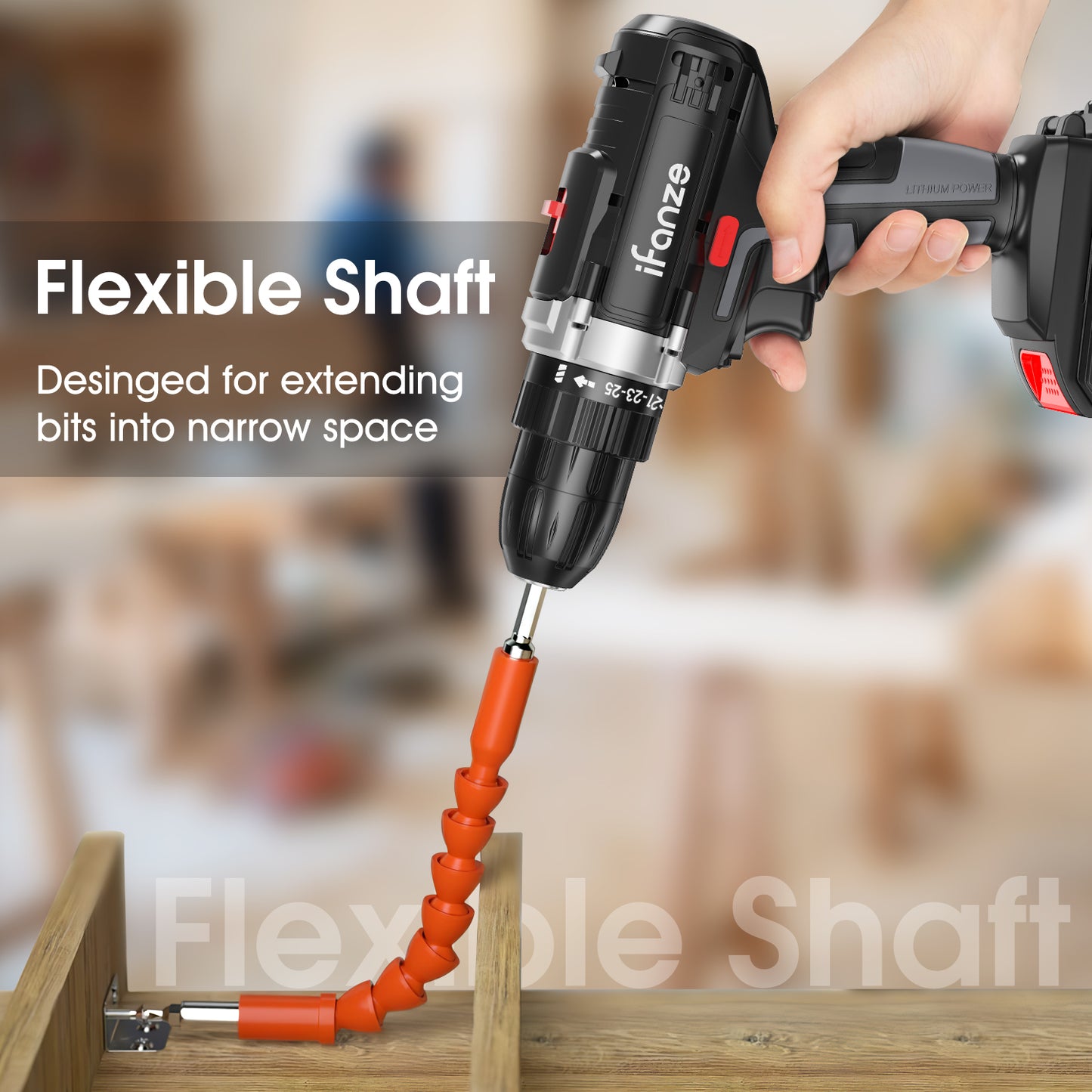 21V Cordless Drill, 3/8 inch Power Drill Driver Set with 2 Batteries Fast Charger, 2 Variable Speed, Built-in LED, Power Drills for Drilling and Tightening/Loosening Screws