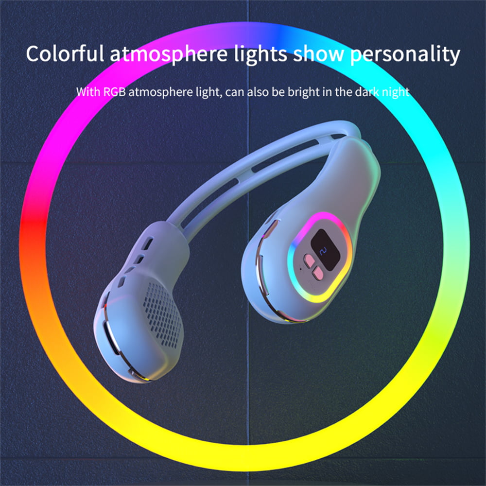 Portable Neck Fan, Bladeless Neck Fan Rechargeable Personal Fan, Hands Free Bladeless Fan, USB Powered Portable Fan for Office, Outdoor, Indoor, 3 Speeds