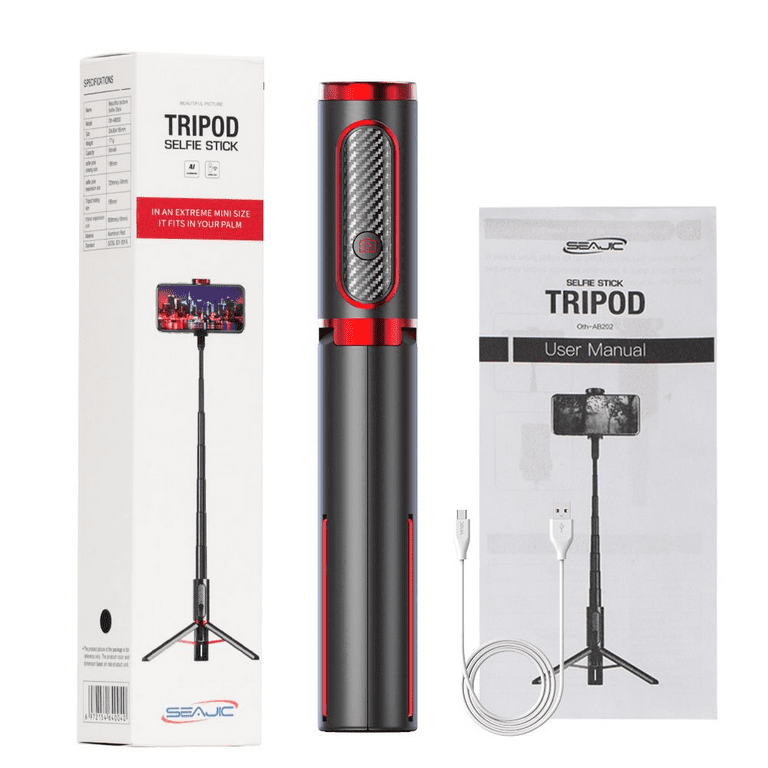 Selfie Stick Tripod, All in One Extendable Tripod Stand with Detachable Bluetooth Remote, Lightweight Aluminum Selfie Stick for iPhone 11/XS MAX/X/8/8 Plus, Galaxy S10/S9/S9 Plus, Huawei and More