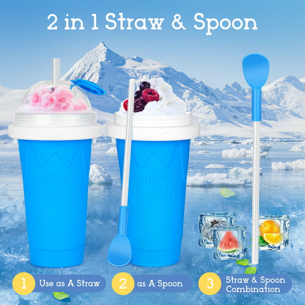 Slushie Maker Cup, Slushy Maker Quick Frozen Magic Smoothies Cup, Portable Squeeze Cup Slushy Maker, Cooling Cup Milk Shake Ice Cream Maker for Kids Family DIY Homemade