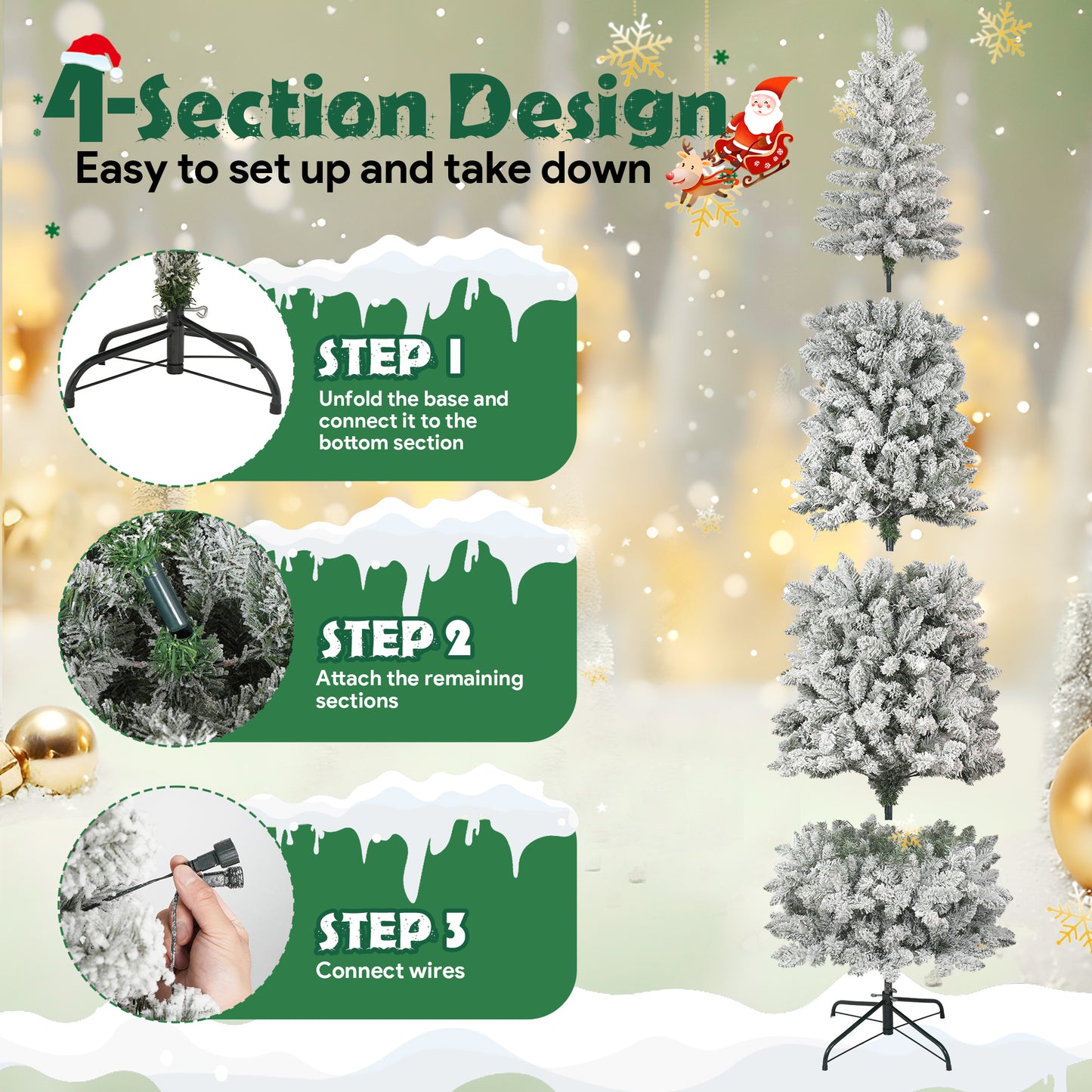 7.5FT Pre-Lit Pencil Christmas Tree, 250 Lights 1000 Tips Artificial Xmas Tree