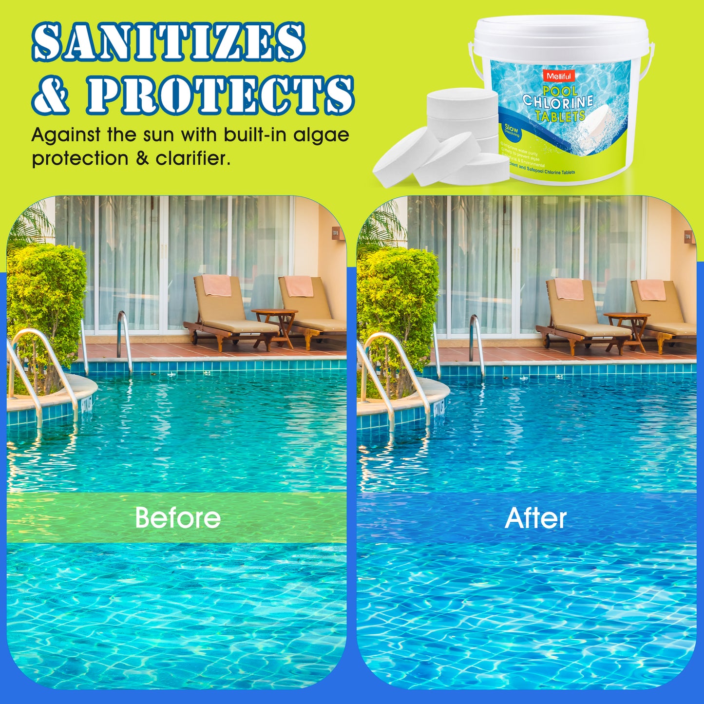 Melliful 3 Inch Chlorine Tablets for Pool 25pcs