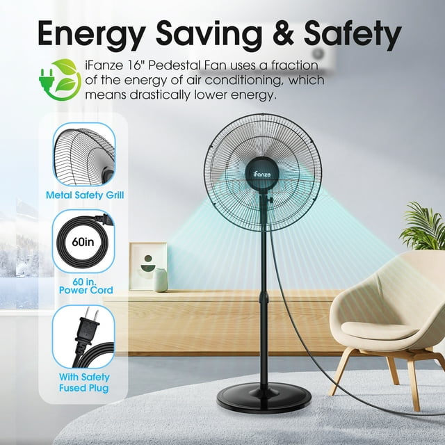 16" Pedestal Fan with 3-Speeds