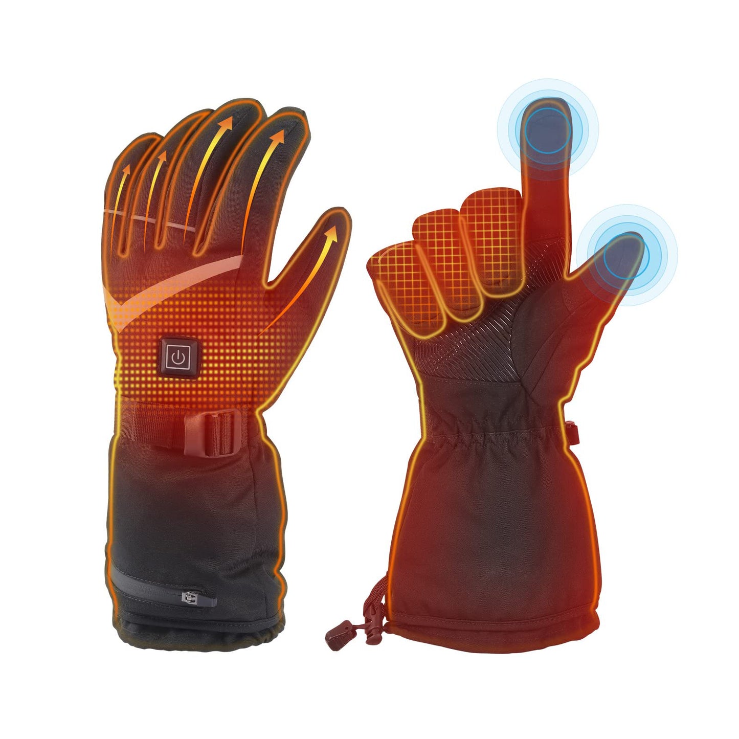 Ifanze Heated Gloves for Men Women, 5000mAh Rechargeable Electric Battery Heated Gloves, Waterproof Touchscreen Hand Warmer Winter Gloves for Motorcycle, Hunting, Cycling, Black