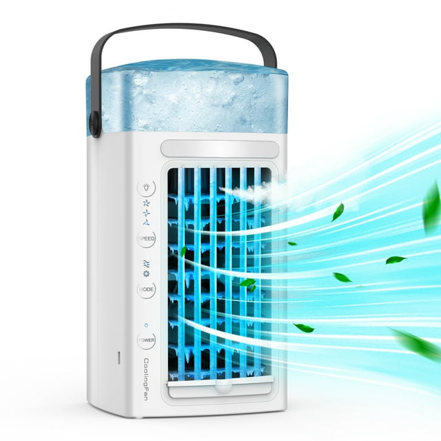 Melliful Portable Air Conditioners Fan, Portable AC Air Cooler Fan with 3 Speed ,3 in 1 USB Mini Portable Desk Misting Fan , Personal Air Conditioner AC Fan, White