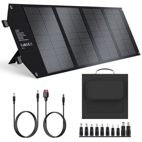 Qunler 100W Foldable Solar Panel with Kickstand for Portable Power Station,Portable Solar Charger for Camping,RV,off-Grid ,Black