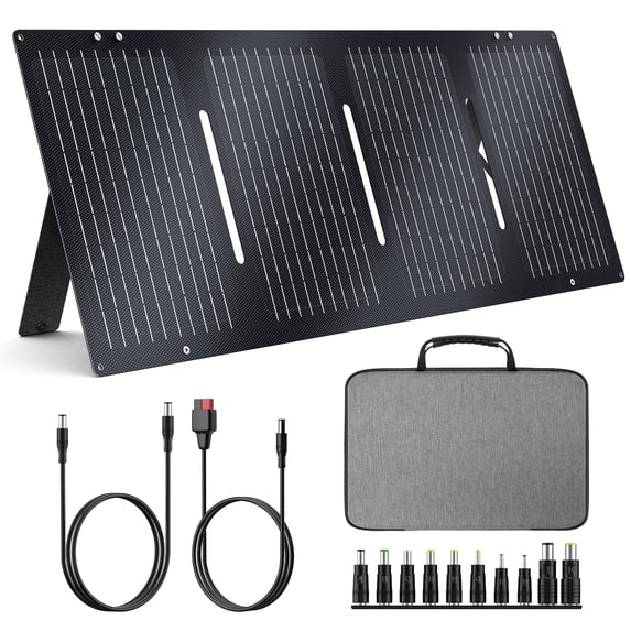 Qunler 60W Foldable Solar Panel with Kickstand for Portable Power Station,Portable Solar Charger for Camping,RV,off-Grid ,Black