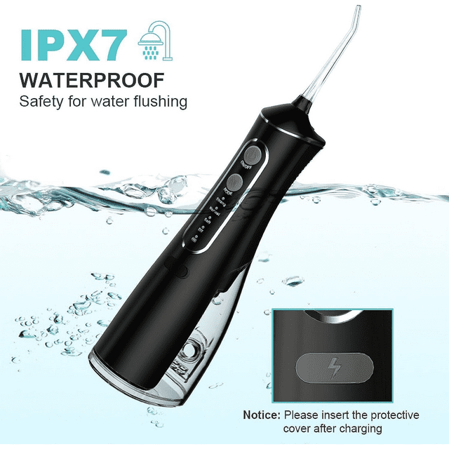 Cordless Water Flosser for Teeth, Professional Dental Oral Irrigator 4 Modes with 300ml Water Tank, IPX7 Water Flosser Portable for Travel Home Office