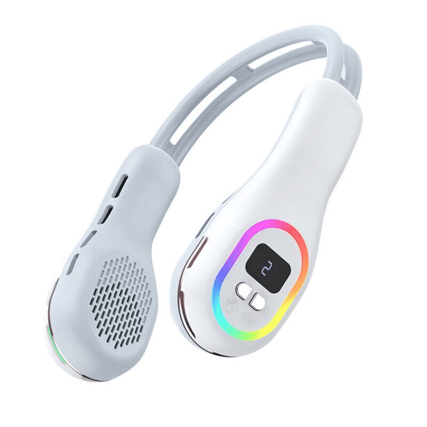 Portable Neck Fan,5000 mAh Battery Hands Free Bladeless Fan,Wearable Neck Fan Suitable For Traveling, Sports, Office-White