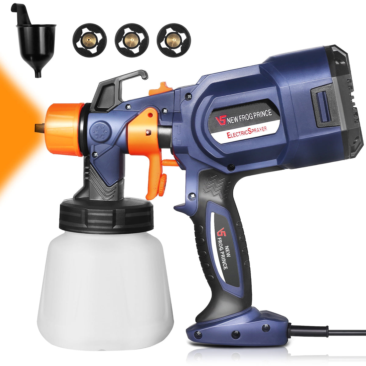Qunler Paint Sprayer Gun, 650W HVLP Electric Paint Sprayer with 900ml Container, 3 Nozzles 3 Spray Patterns, Ideal for Home Interior and Exterior Walls, Ceiling, Fence, Cabinet, Furniture, Blue