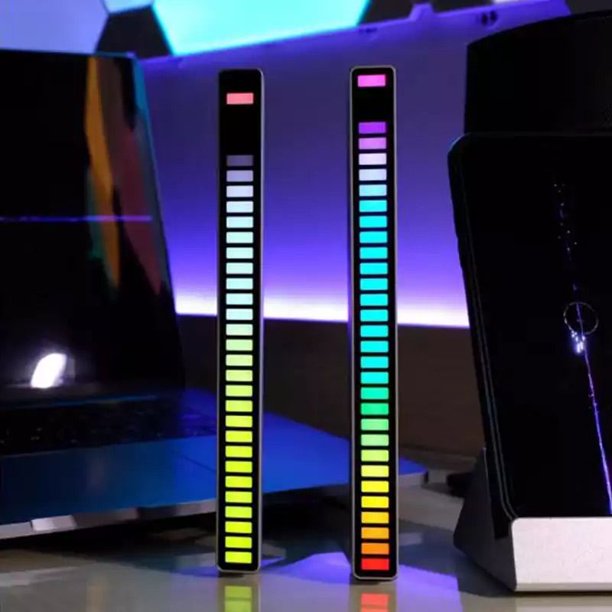 Voice-activated Rhythm Light Stick, 32-Bit RGB Lights for Desk,Audio Spectrum Bar Pickup Ambient DJ LED Display Rhythm Pulse Colorful Signal Gaming Lamps for Vehicles, Recreation Place, Home,1Pcs