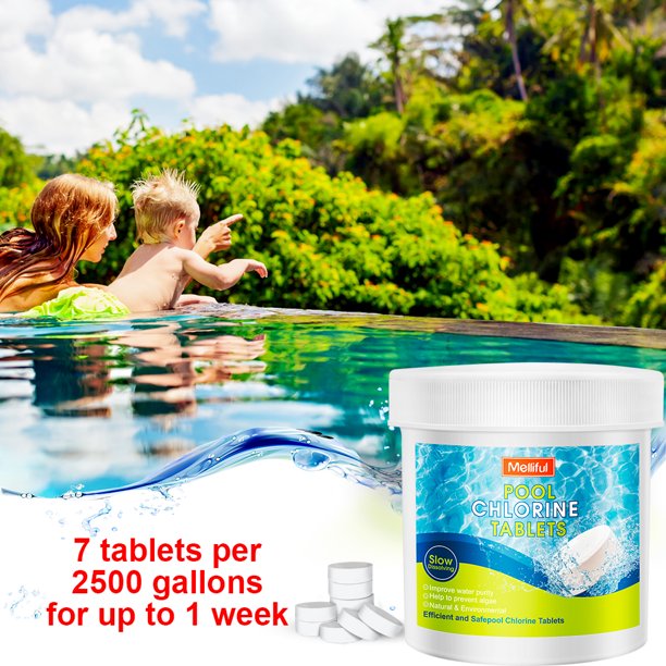 Meliful Pool and Spa 180 Pcs Long Lasting Chlorinating Tablets, Chlorine Tablets for Small Swimming Pool or Spa