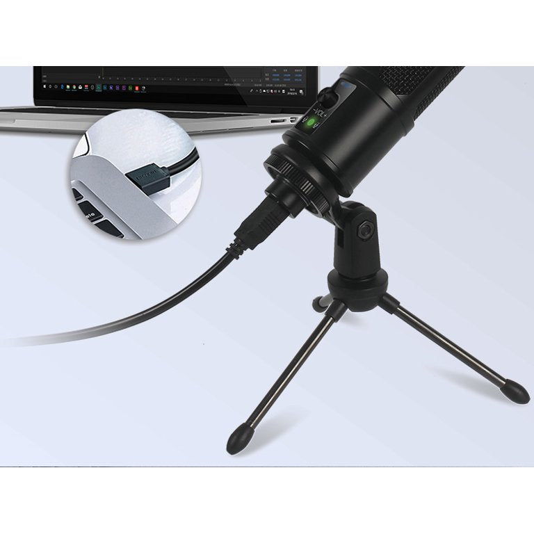 USB PC Microphone Kit, 192kHz/24Bit Professional Supercardioid Condenser Mic with Tripod for Skype YouTuber Karaoke Gaming Recording