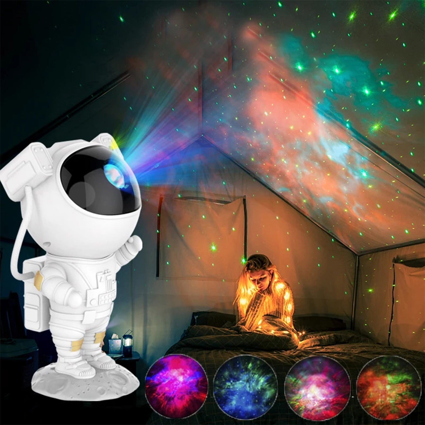 LAIGHTER Astronaut LED Projector Light, 360 Degree Rotation Kids Projector Night Light with 8 Multicolor, Starry Light for Kids Nursery Bedroom Christmas Theme Home Bedroom Decor