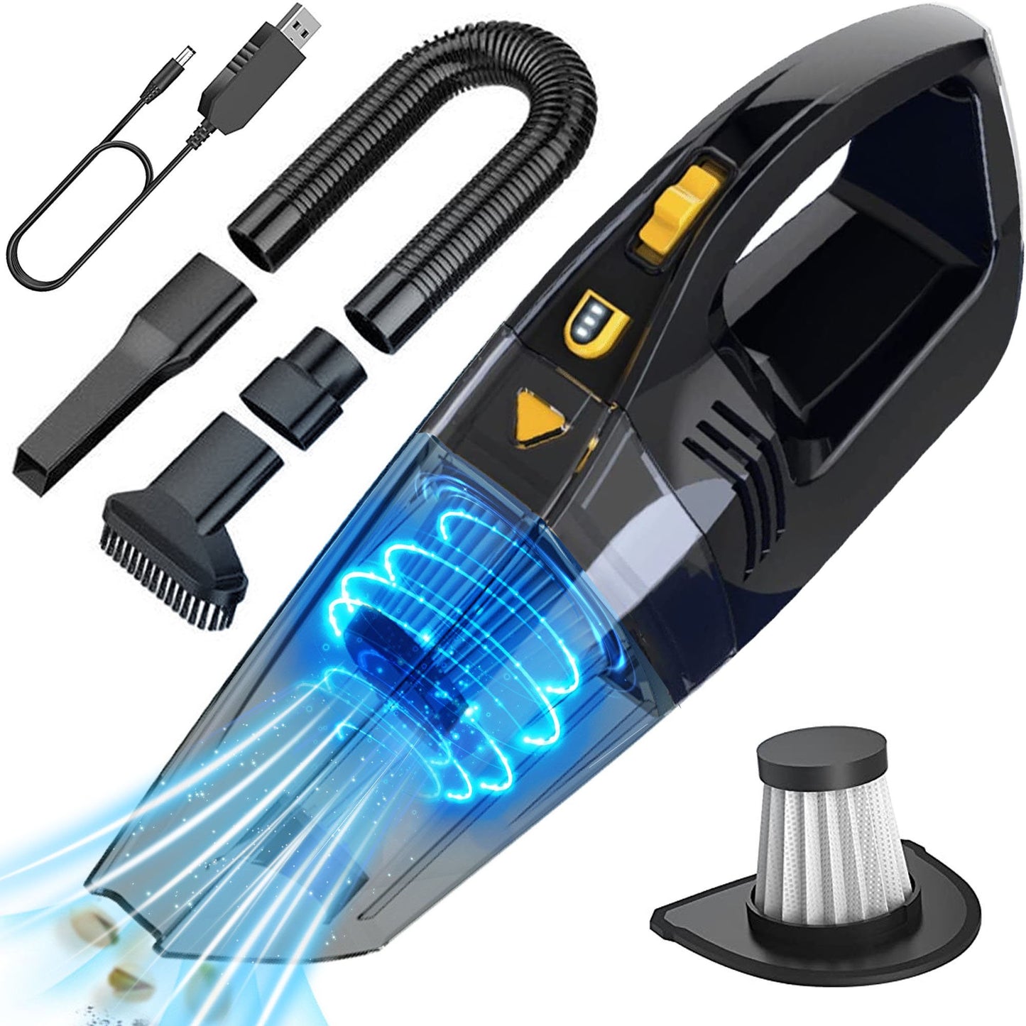 iFanze Handheld Vacuum Cordles, 7KPA Portable Wet Dry Hand Vacuum, Rechargeable Handy Vac with Washable HEPA Filter for Car, Pet Hair, Home, Office