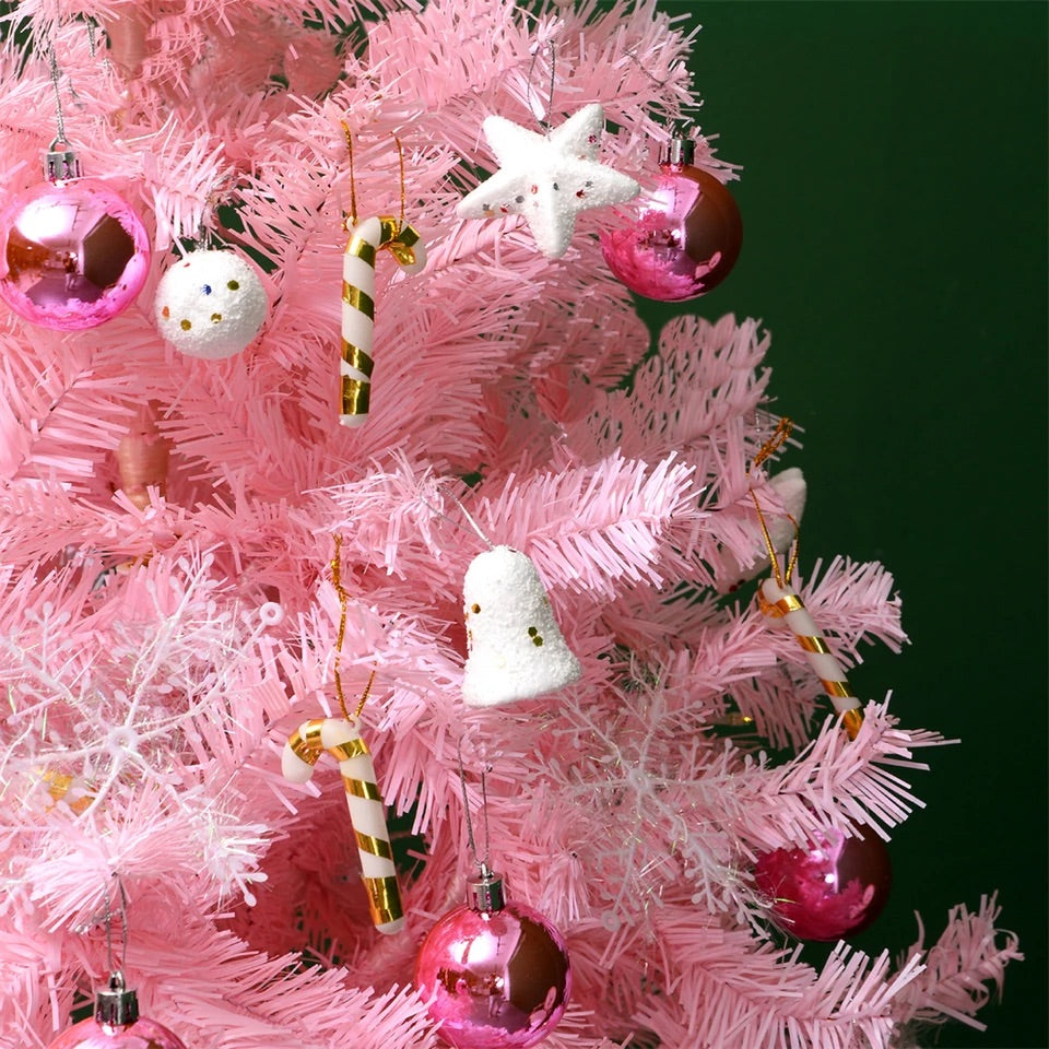 7ft Artificial Christmas Tree with 900 Pine Branches, Christmas Tree Set, Sturdy Tripod , with Christmas Tree Accessories (pink)