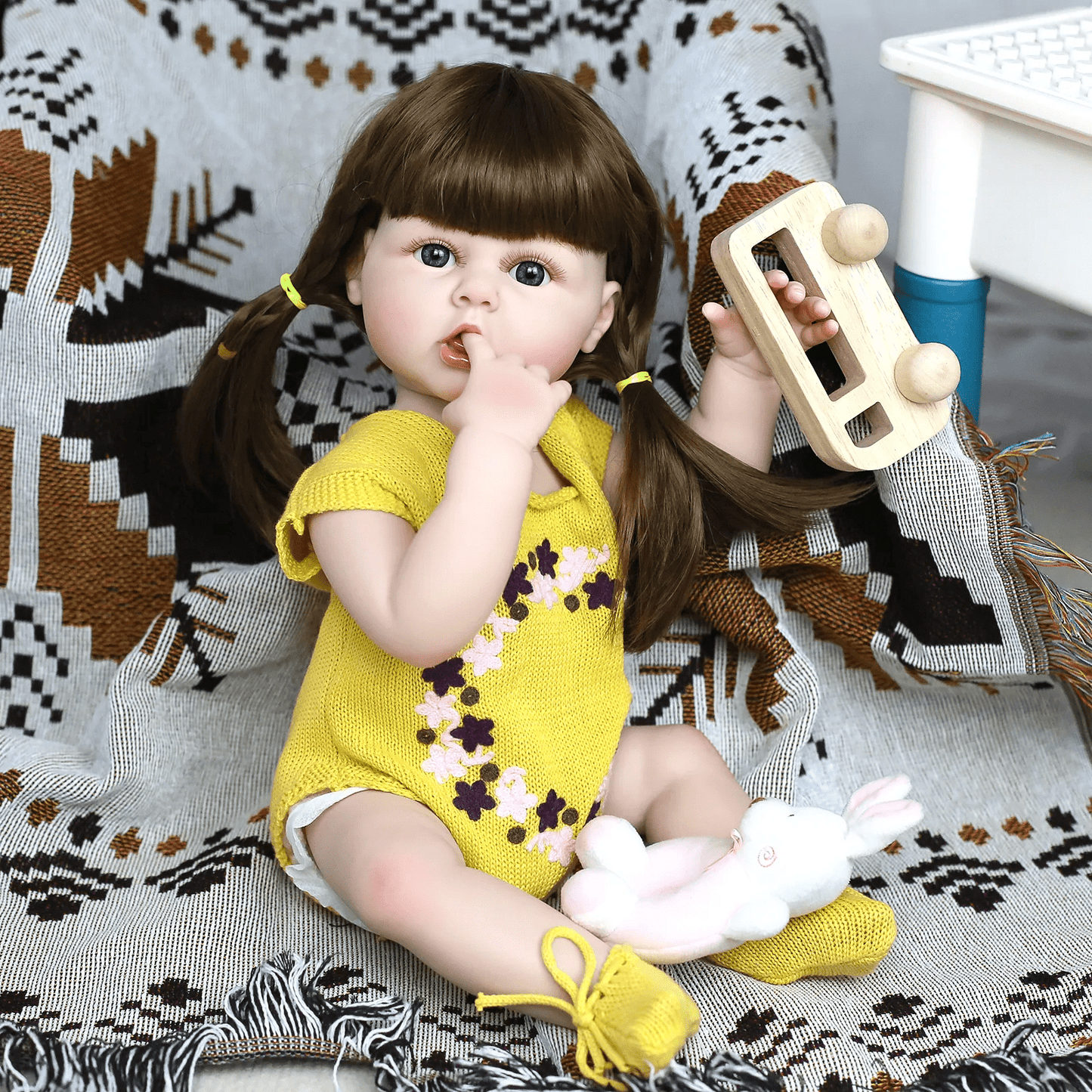 Reborn Baby Girl Dolls, 22 inch/55cm Realistic Full Body Silicone Reborn Toddler Girl Dolls with Yellow Sweater, for Ages 3+