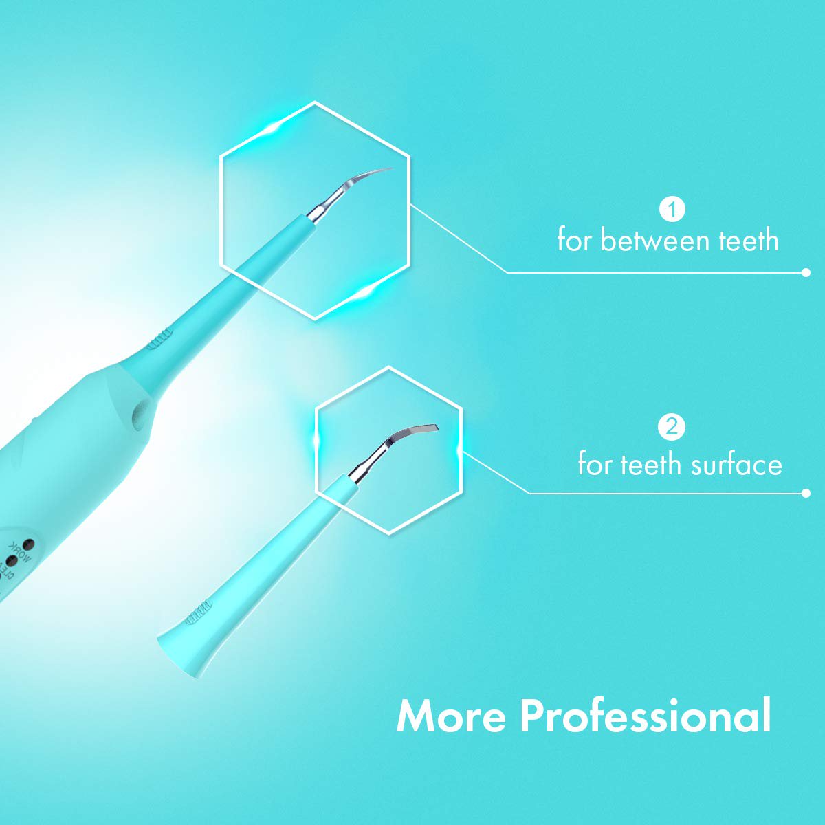 iFanze Electric Dental Calculus Remover, 3 Modes Rechargeable Plaque Remover for Teeth, Tartar Remover Teeth Cleaning Dental Tools Kit with 2 Cleaning Heads, Touge Scraper, Blue