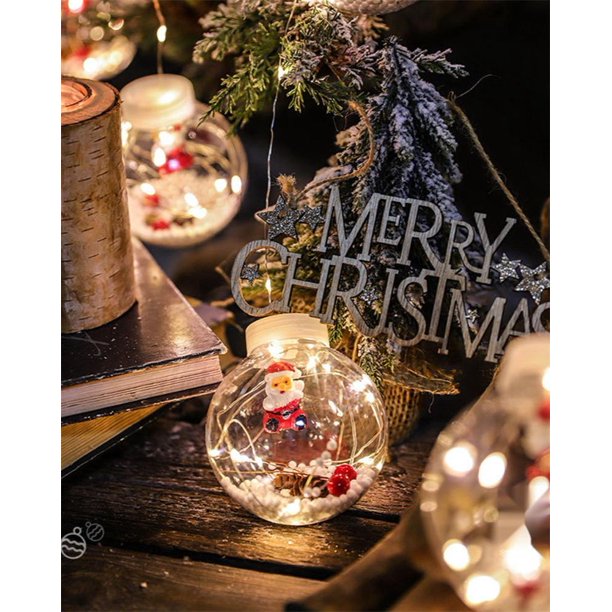 New Year 2022 LED Christmas String Lights with Santa Claus, Curtain Lights with Wishing Ball for Yard Home Party Porch Holiday Decor(Warm White)