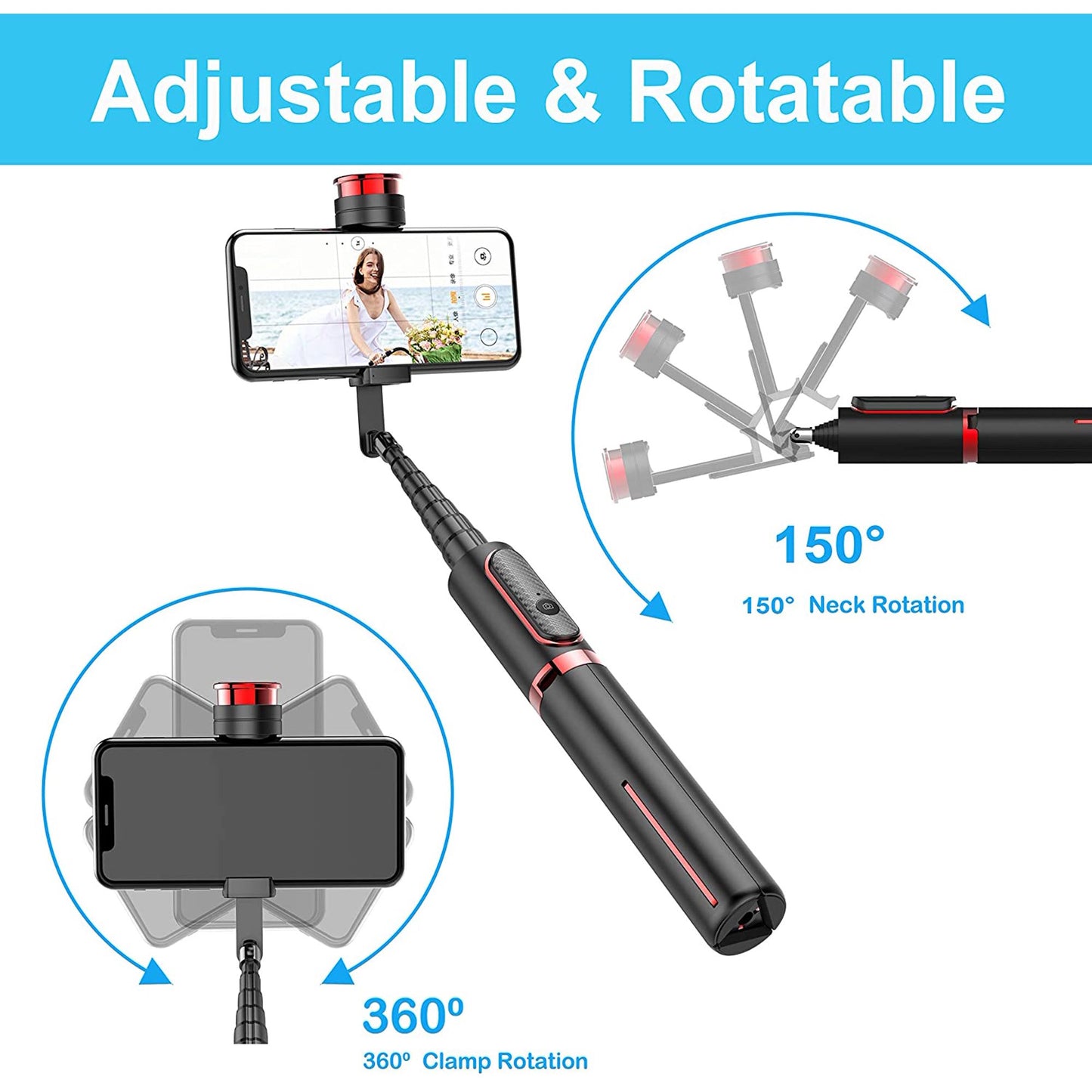 Selfie Stick Tripod, All in One Extendable Tripod Stand with Detachable Bluetooth Remote, Lightweight Aluminum Selfie Stick for iPhone 11/XS MAX/X/8/8 Plus, Galaxy S10/S9/S9 Plus, Huawei and More