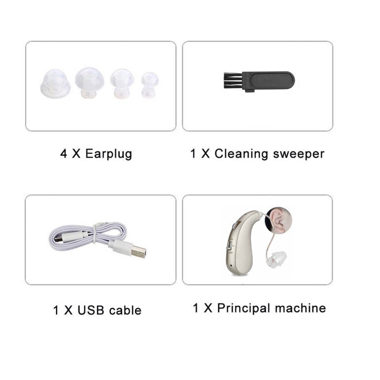 Hearing Aid Rechargeable, Vinmall BTE Hearing Amplifier Devices for Seniors with Noise Cancelling, Volume Control