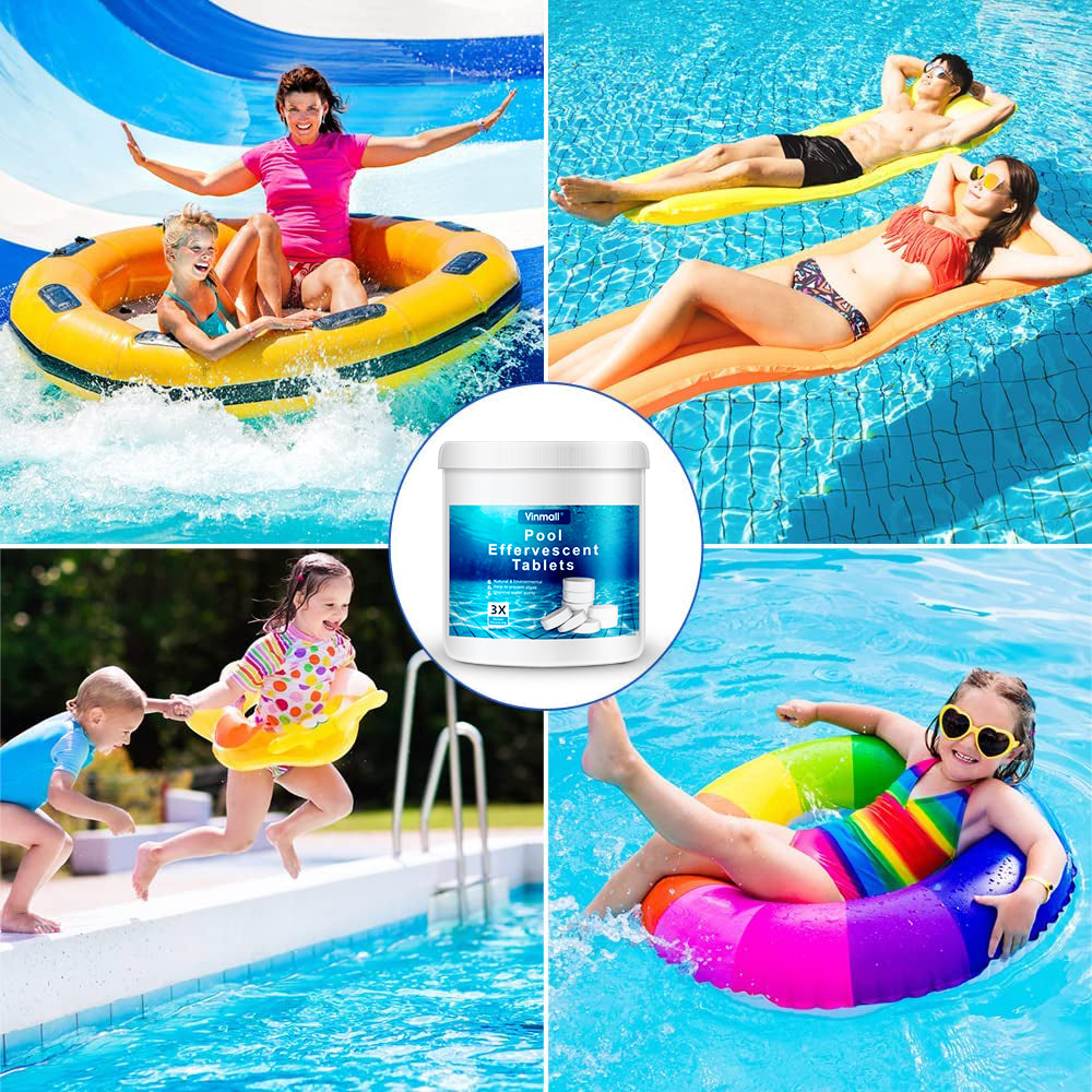 Chlorine Tablets for Pool Cleaning, Long Lasting Pool Chlorine Chemical, 180 Pcs