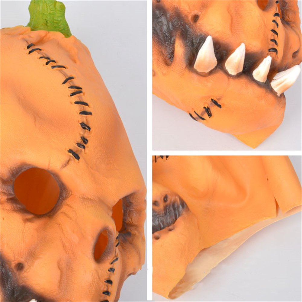 Melliful Scary Pumpkin Halloween Costume Mask, Halloween Props Latex Adult Women Man Cosplay Mask