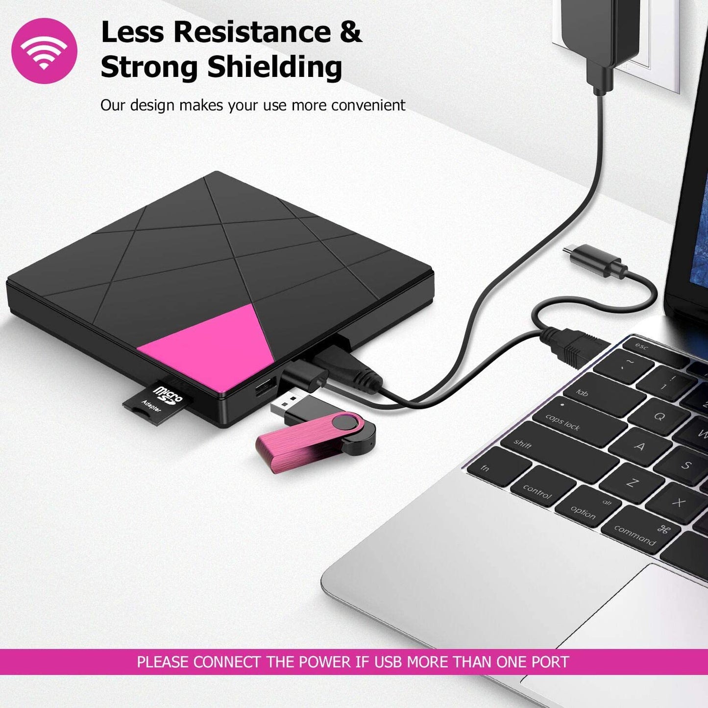 External DVD CD Drive, USB 3.0 Portable External DVD/CD RW Burner Drive with Micro SD Adapter for iMac MacBook Air Pro, CD Burner Compatible with Desktop PC