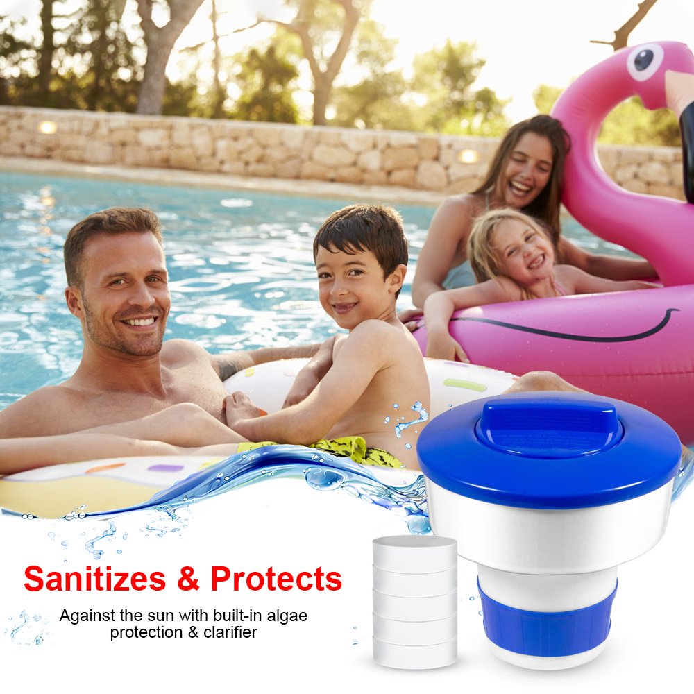 Melliful 3-inch Chlorine Tablets for Pool with 5" Chlorine Floater, 2.3 lbs, Pool Care and Stabilizing, White