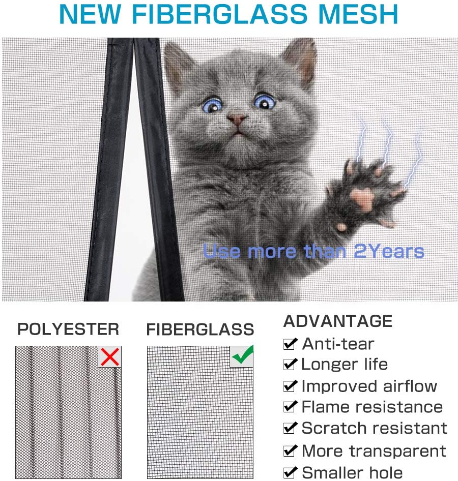 Magnetic Screen Door, Durable Heavy Duty Mesh Curtain with Fly Mosquito Screens, Hands Free Magnetic Screen Door for Sliding Door
