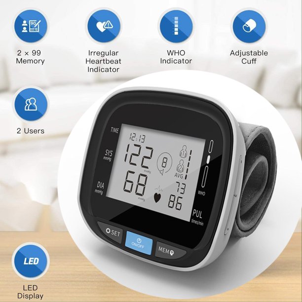 Xpreen Wrist Blood Pressure Monitor, Blood Pressure Cuff with USB Charging, Automatic Digital Home BP Monitor Cuff - Accurate, Adjustable Cuff, Intelligent Voice - Irregular Heartbeat & Hypertension Detector