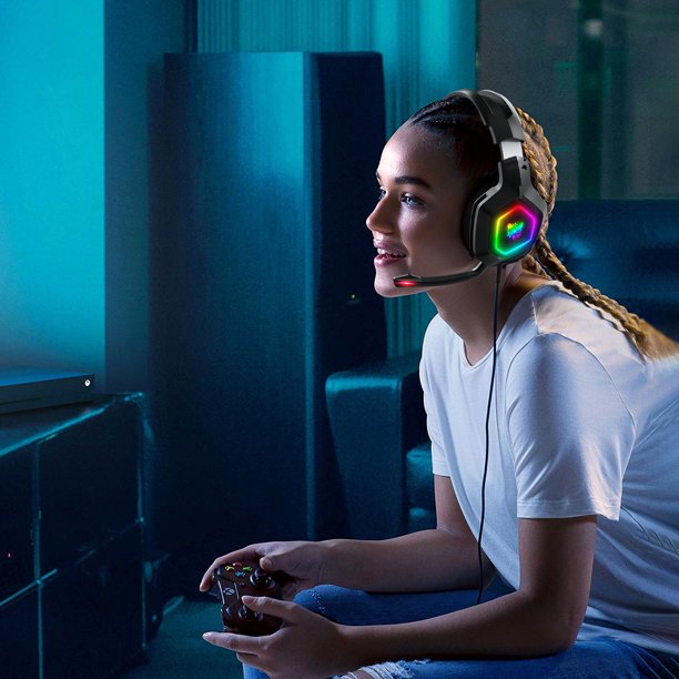 ONIKUMA K10 Gaming Headset,Stereo Bass Surround RGB Noise Cancelling Over Ear Headphones with Mic,for PS4 Xbox One PC Nintendo Switch Tablet Smartphone