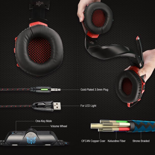 Onikuma K2 Pro Over-Ear Gaming Headset, Wired Stereo Game Headphones with Mic for PS4 PS5 Xbox Nintendo Switch PC Laptop ipad Over-Ear Headphone with Microphone
