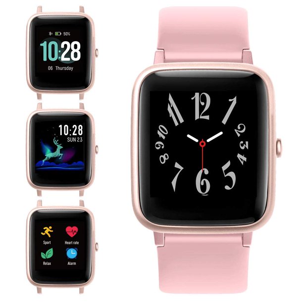 Emossie Smart Watch for Android Phones and iOS Phones, All-Day Activity Tracker with Heart Rate Sleep Monitor, Smartwatch for Men Women (Pink)
