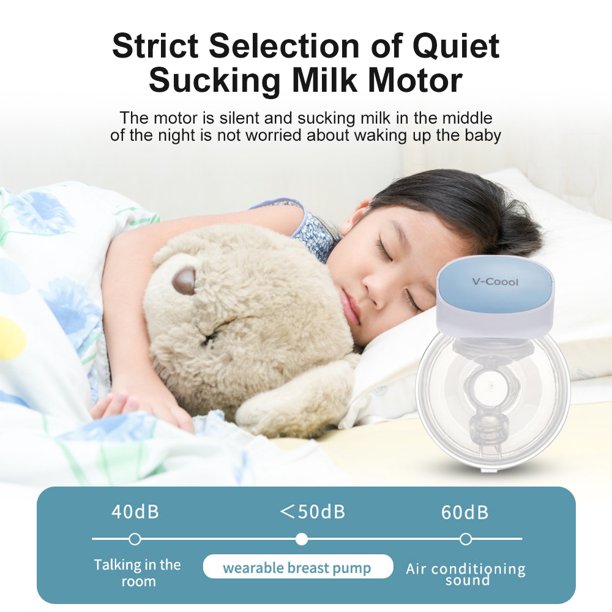 Vinmall Electric Breast Pump, Wearable Hands-Free Portable Breast Feeding Breast Pump, Spill-Proof Ultra-Quiet Pain-Free Breast Pump With 2 Mode And 5 Levels, Blue, 0.94inch And1.06inch Flange, J340