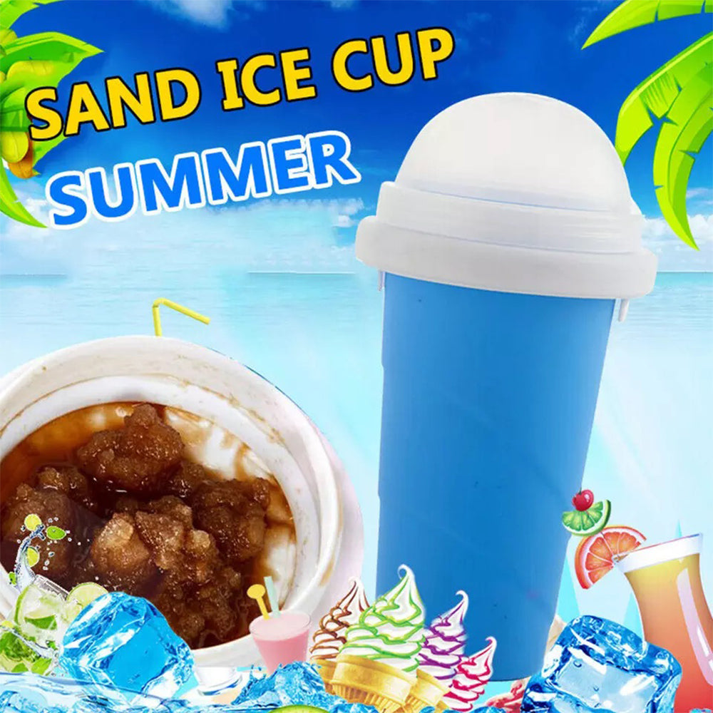 Smoothie Cup, Slushy Ice Cream Maker Smoothie Silicon Cup DIY Milkshake Bottles Hot Summer Cooler Blue