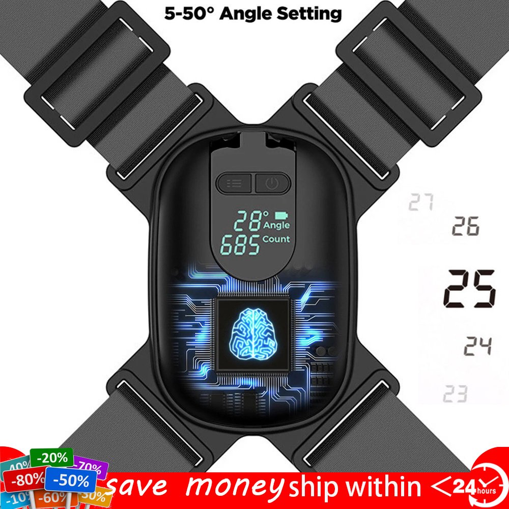 Xpreen Posture Corrector for Kids Women Men - Upper Back Support with Intelligent Sensor Vibration Reminder, Adjustable Brace for Back Pain Relief, Fits Chest Size 25 - 43"