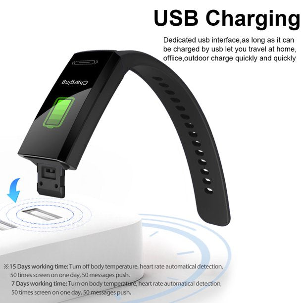 Fitness Tracker Watches, Emossie Health & Activity Tracker, Heart Rate, Sleep Monitoring, IP68 Waterproof Digital Watch for Men Women, Black