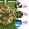 24" Pre-Lit Christmas Wreaths with Lights , Battery Operated Christmas Gold Bow Ball Santa Claus Wreath, Xmas Wreath Decor for Front Door Window Fireplace Indoor Outdoor ,Green