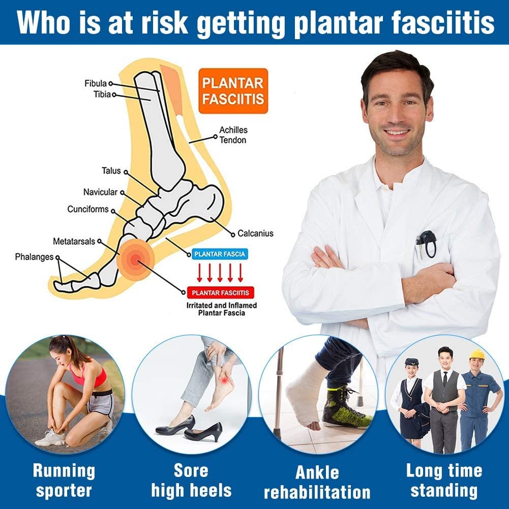 Vinmall Plantar Fasciitis Night Splint, Ankle Brace Foot Brace for Foot Drop, Achilles Tendonitis Recovery, Foot Support with Massage Ball and Bandage, Fits Right or Left Foot, Black