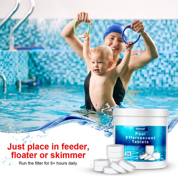 Melliful 180 Pcs Pool Chlorine Tablets, Long Lasting Chlorine Tablets with 4 inch Floating Chlorine Dispenser for Swimming Pool or Spa