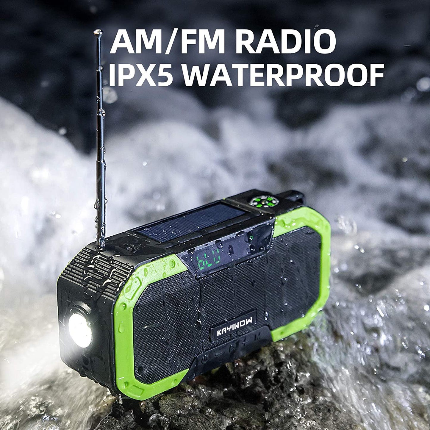Emergency Bluetoooth Radio Speaker, Emossie 5000mAh Portable NOAA Weather Radio with SOS Alarm, Hand Crank Flashlight Solar Radio