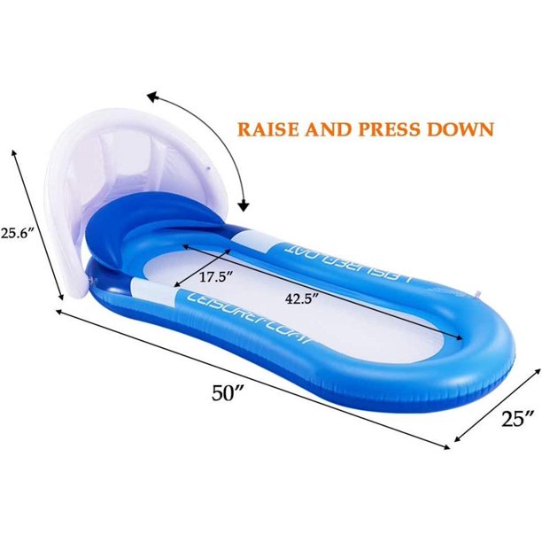 JoRocks Pool Floats ,Inflatable Pool Float Large Water Hammock Lounger with Head Pillow & Sunshade, Lake Raft Portable Recliner Beach Swimming Pool Floaty for Kids Adults Pool